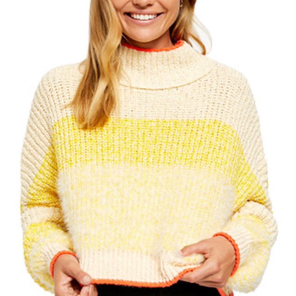 Free people Sunbtite sweater XS yellow and cream